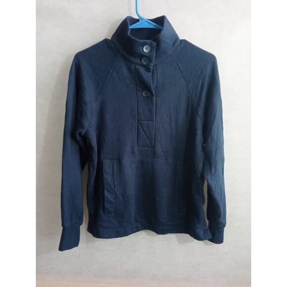 Free Assembly Women's Fleece Popover Sweatshirt with Raglan Sleeves Blue Size XS - Picture 2 of 8